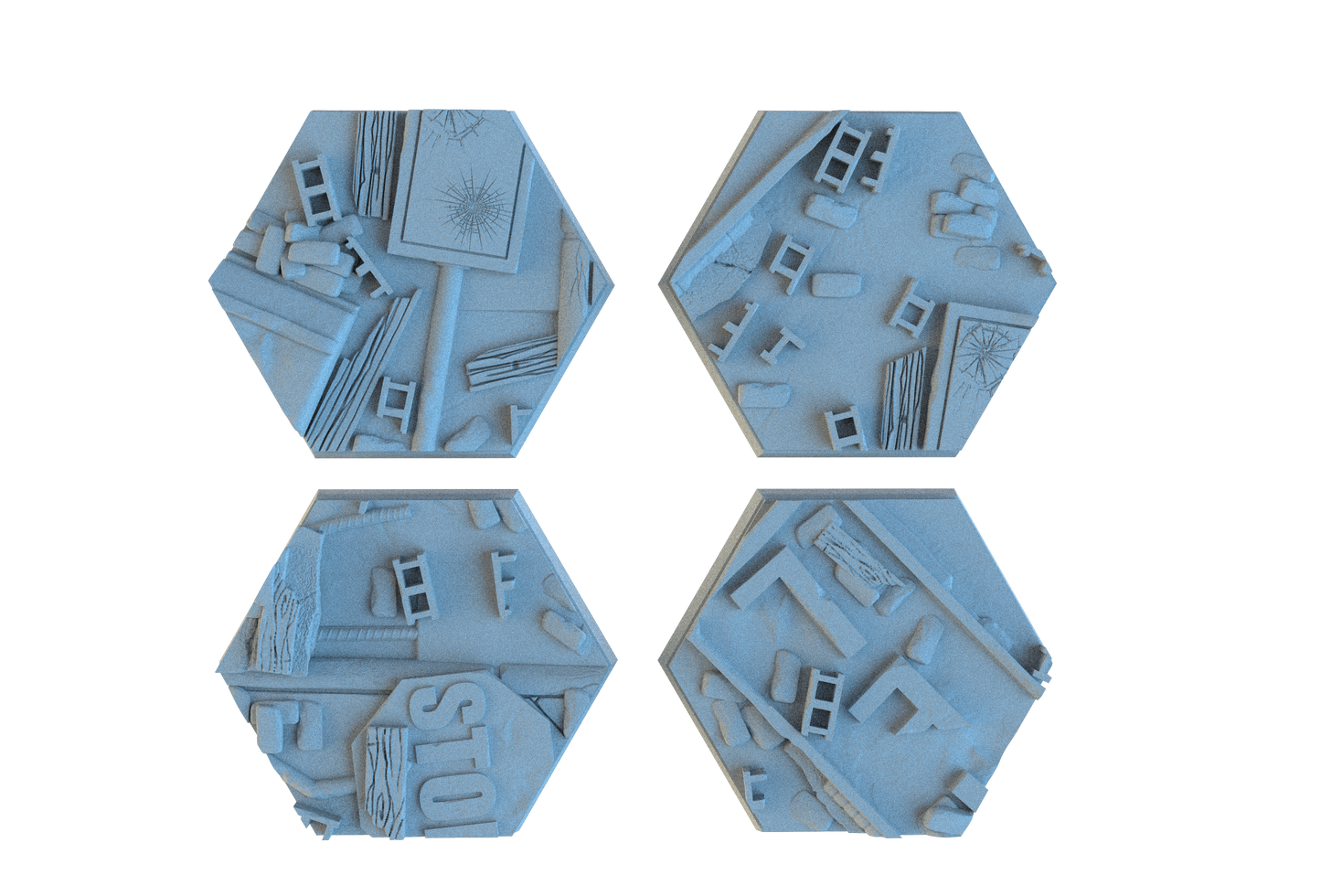 Urban Ruin Hex Resin Bases | Battle-Scarred Streets for 40k, Necromunda, Wargaming