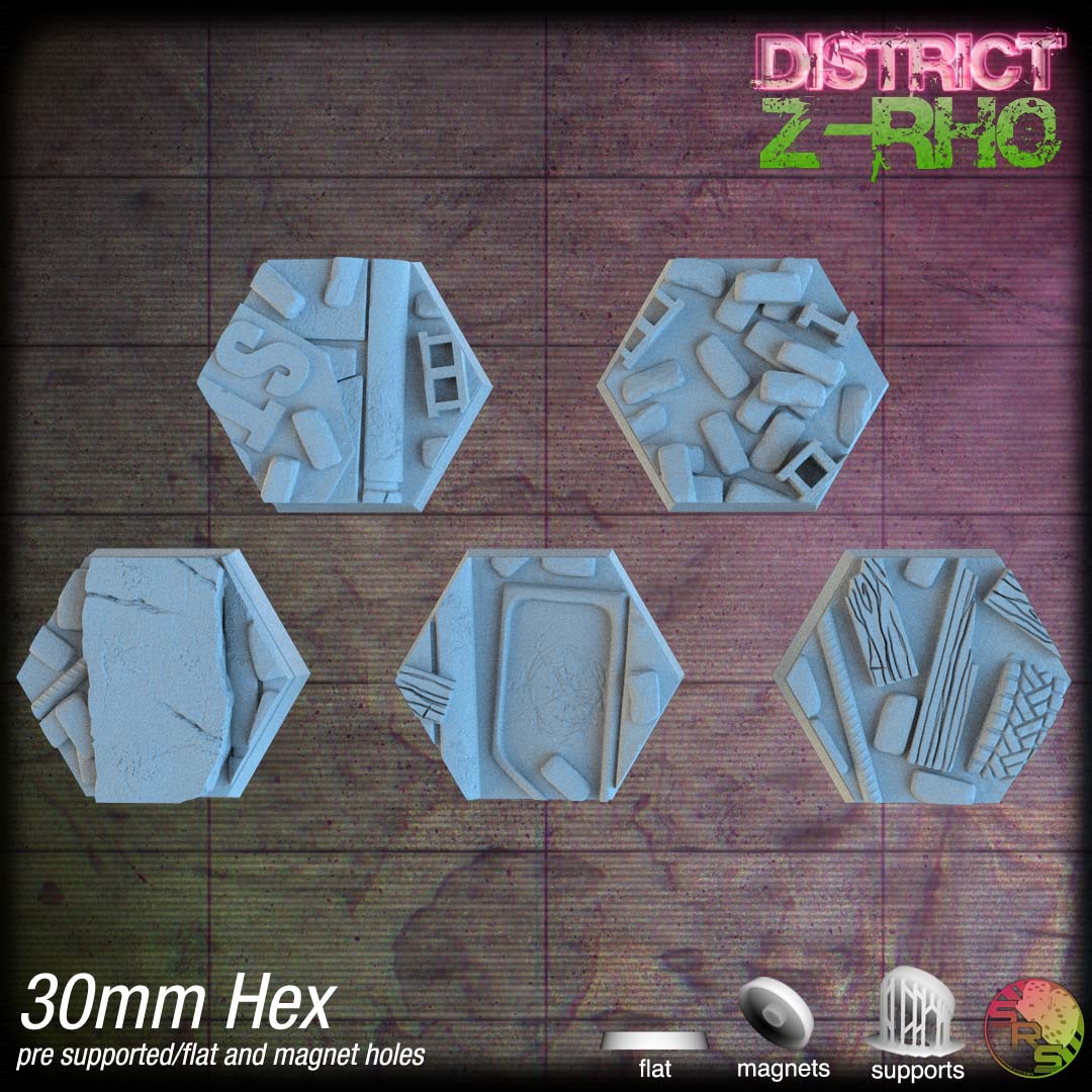 Urban Ruin Hex Resin Bases | Battle-Scarred Streets for 40k, Necromunda, Wargaming