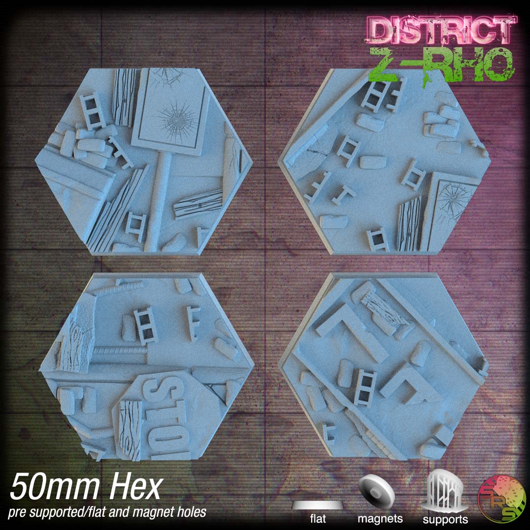 Urban Ruin Hex Resin Bases | Battle-Scarred Streets for 40k, Necromunda, Wargaming