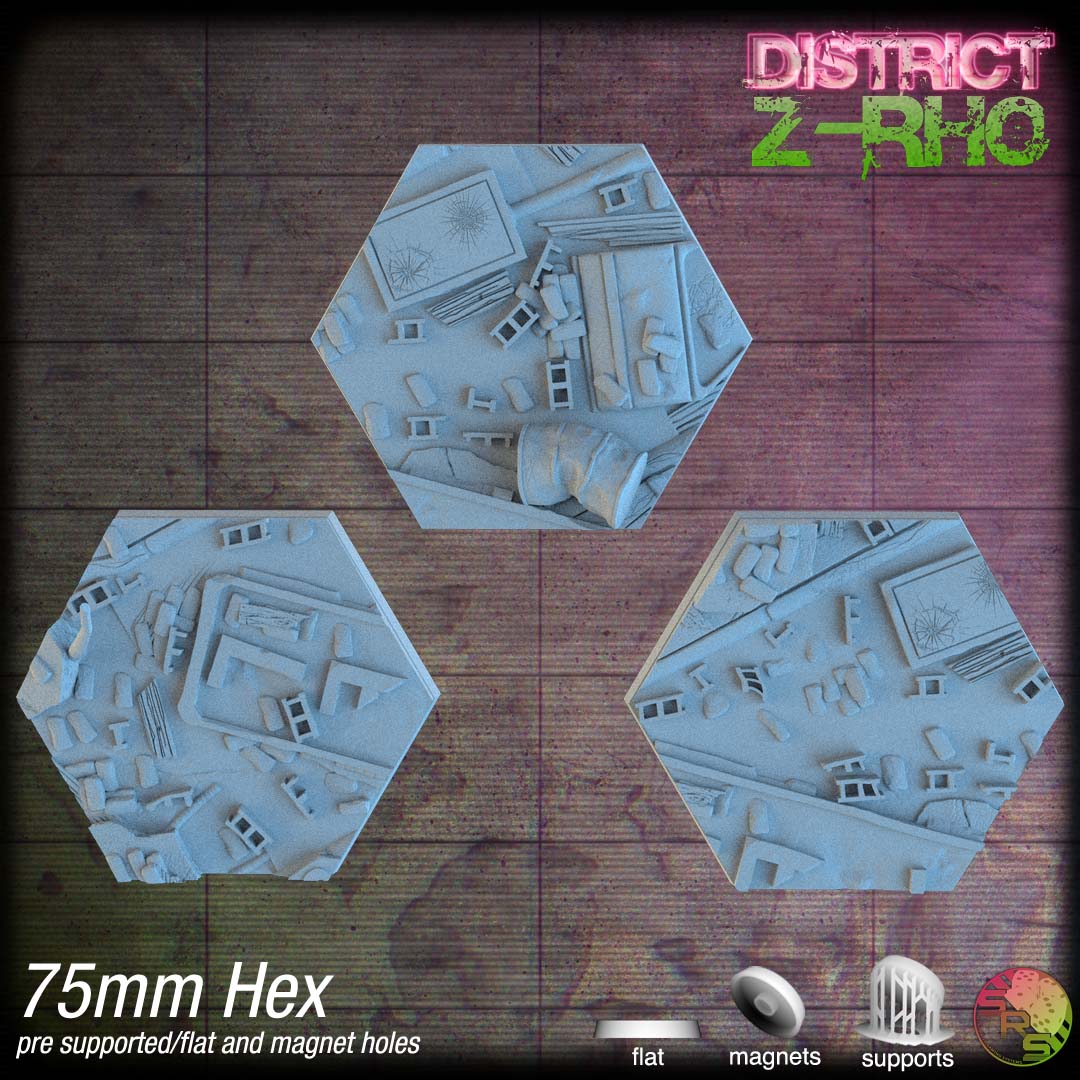Urban Ruin Hex Resin Bases | Battle-Scarred Streets for 40k, Necromunda, Wargaming