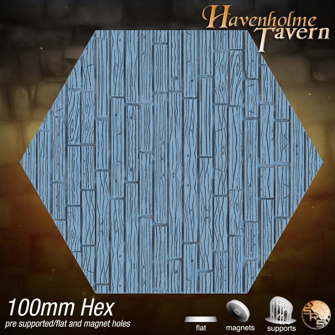 Wooden Floor Hex Resin Bases | Tavern & Castle for D&D, Warhammer, Wargaming